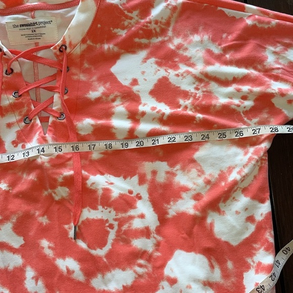 French Laundry Sweatshirt Project Plus Size Lace Front Sweatshirt 3/4 Sleeve 2X - Picture 9 of 11